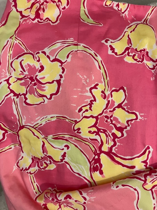 Lilly Pulitzer Pink Floral Mini Skirt with Yellow Accents Cute Scalloped Bottom! - Picture 9 of 9